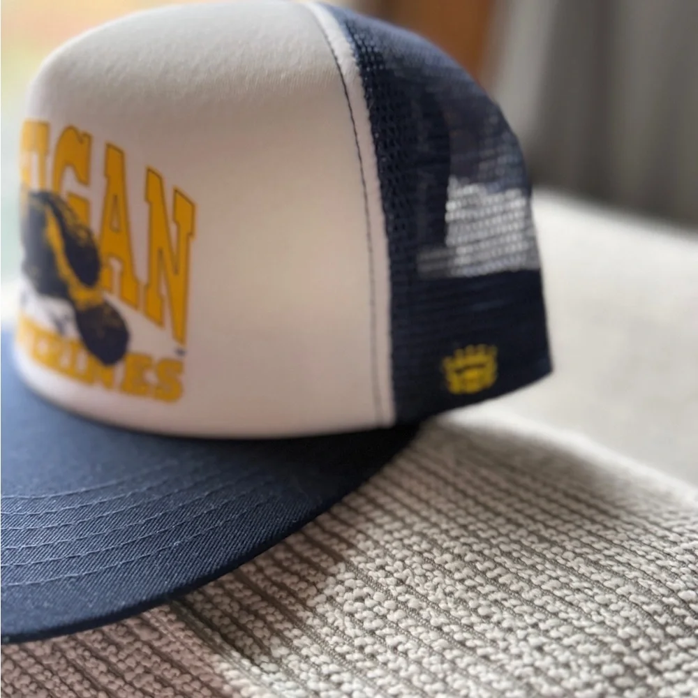 NWT Kohl's Michigan Trucker Hat Navy Blue White Snapback Cap One Size 1SZ